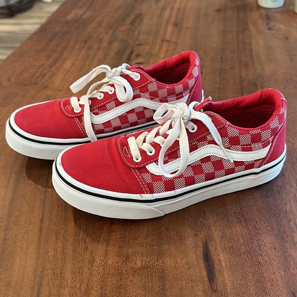 Vans Old Skool Red White Checkered Kids Shoe unisex🫶 - Picture 3 of 5